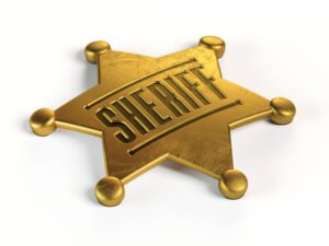 Sheriff sale badge in Texas.
